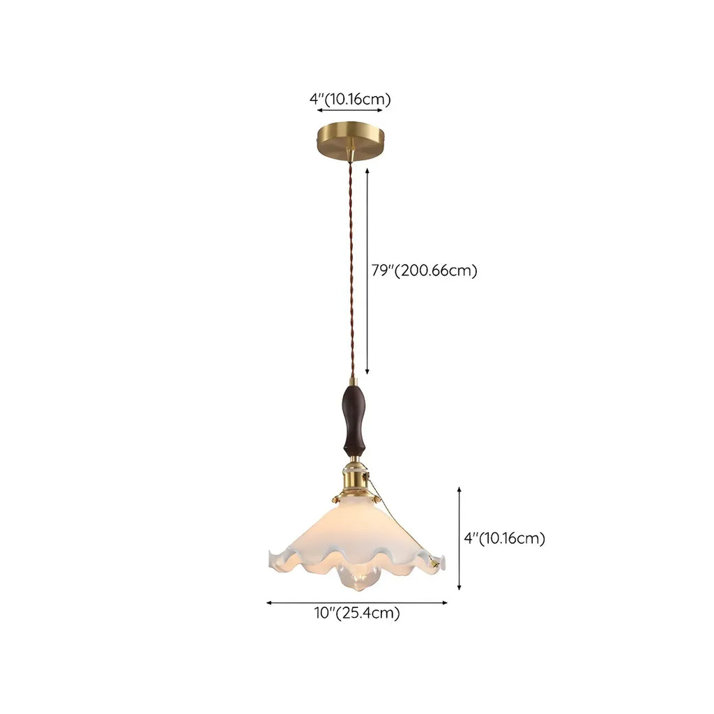 Suspension moderne en verre avec accents dorés et fleurs