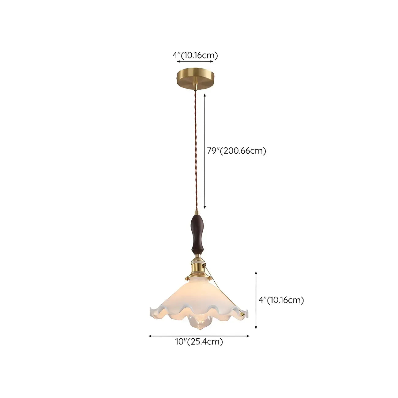 Suspension moderne en verre avec accents dorés et fleurs