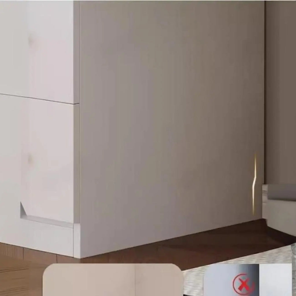 Armoire de rangement moderne en bois blanc et vitres avec 4 tiroirs