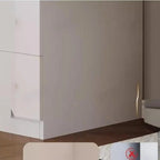 Armoire de rangement moderne en bois blanc et vitres avec 4 tiroirs