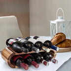 Casier à vin empilable en bois brun de forme elliptique, pour 8 bouteilles