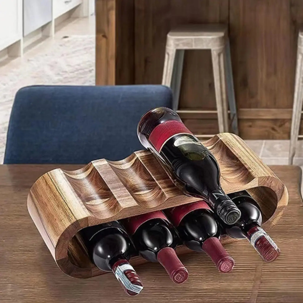Casier à vin empilable en bois brun de forme elliptique, pour 8 bouteilles