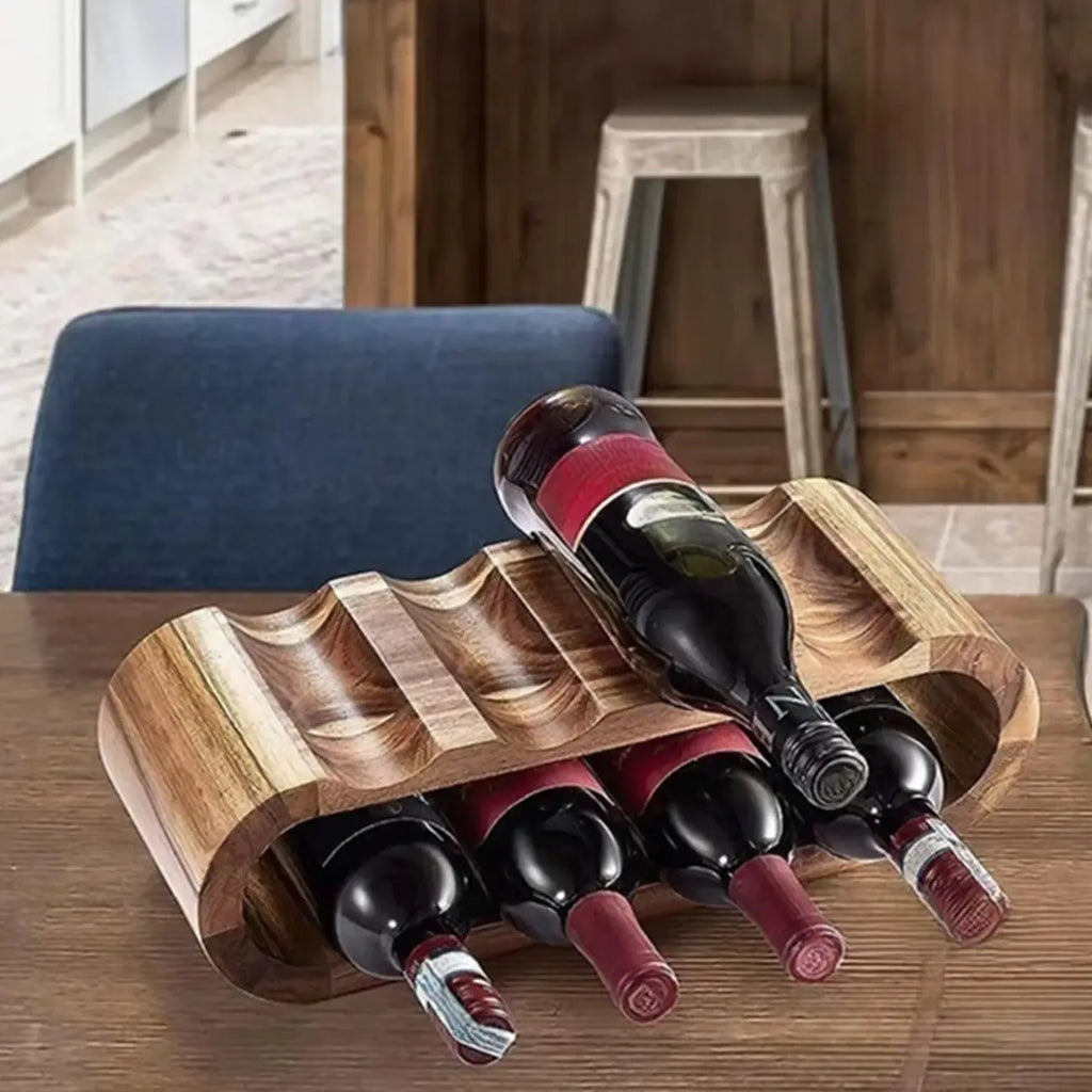Casier à vin empilable en bois brun de forme elliptique, pour 8 bouteilles