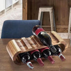 Casier à vin empilable en bois brun de forme elliptique, pour 8 bouteilles
