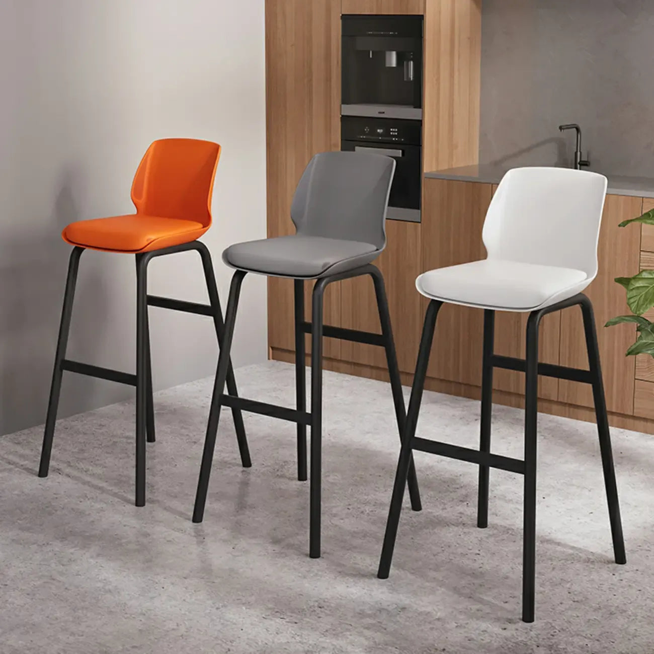 Tabouret de bar minimaliste en métal rembourré, hauteur comptoir