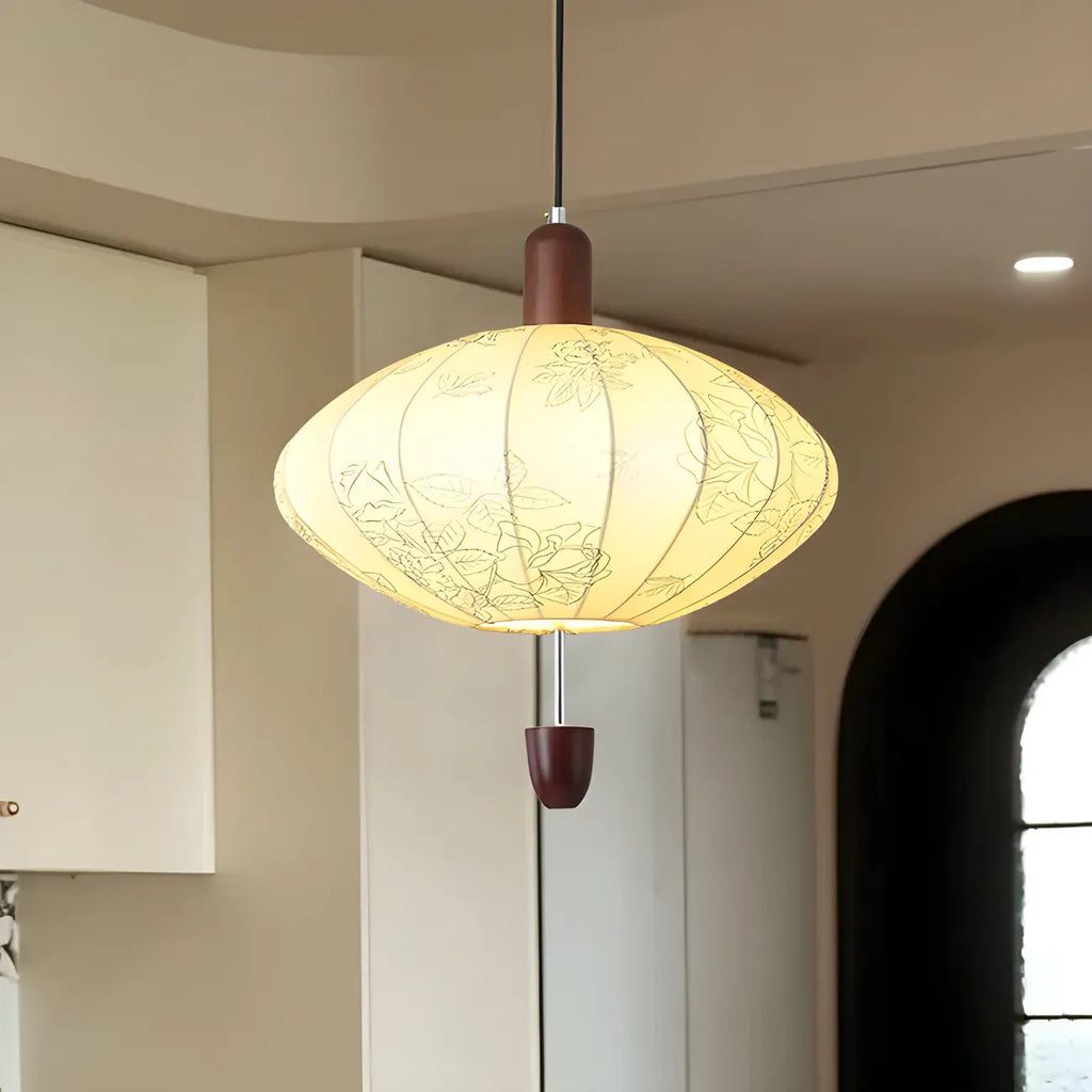 Lustre géométrique élégant en tissu beige à motif floral