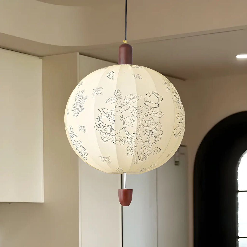 Lustre géométrique élégant en tissu beige à motif floral