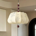Lustre géométrique élégant en tissu beige à motif floral