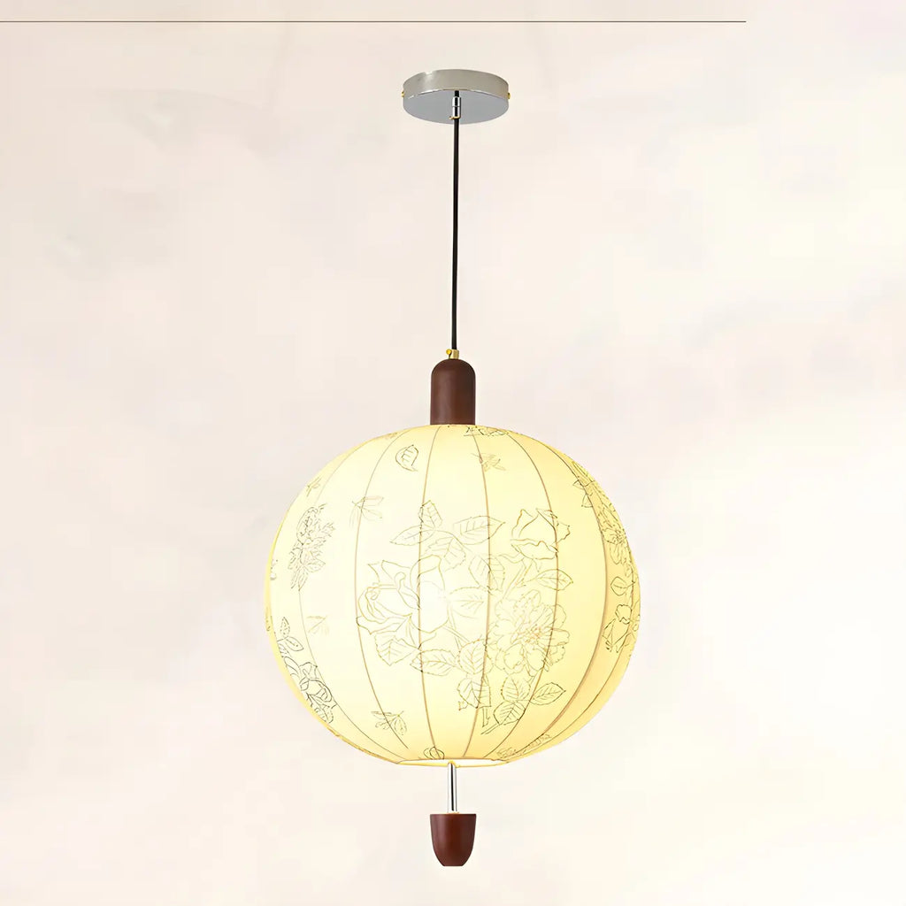 Lustre géométrique élégant en tissu beige à motif floral