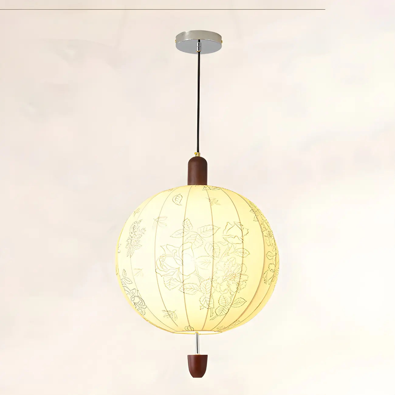 Lustre géométrique élégant en tissu beige à motif floral