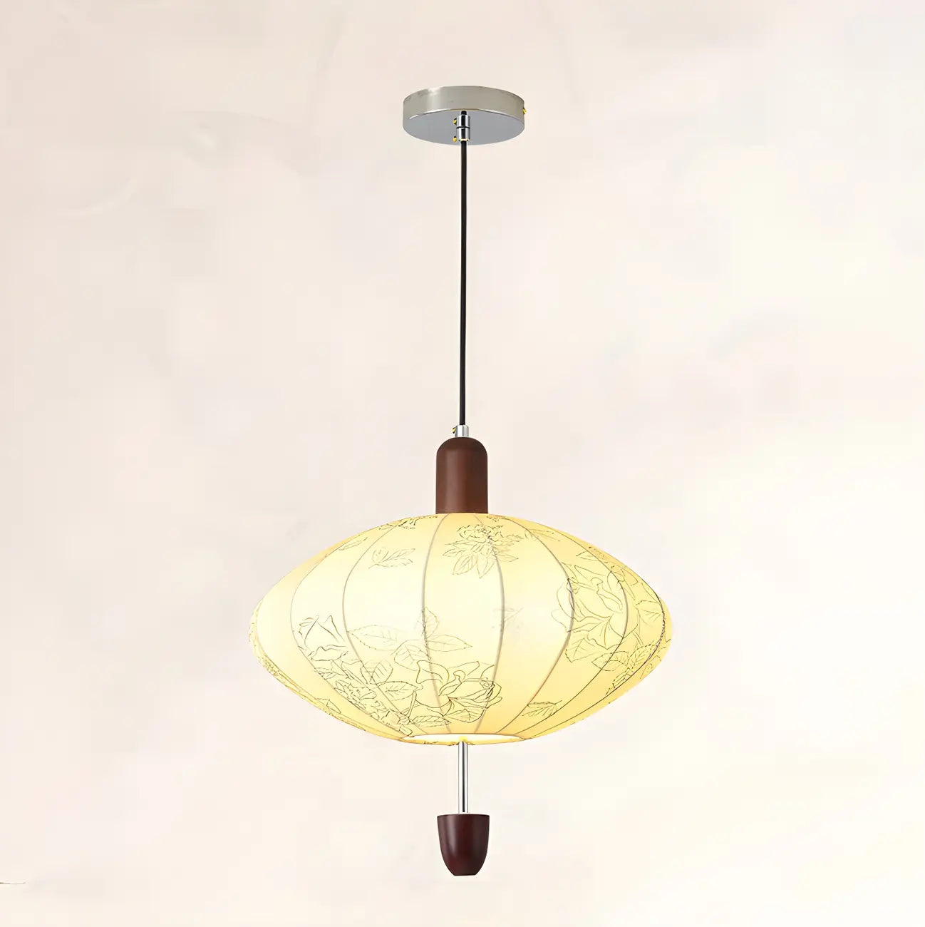 Lustre géométrique élégant en tissu beige à motif floral
