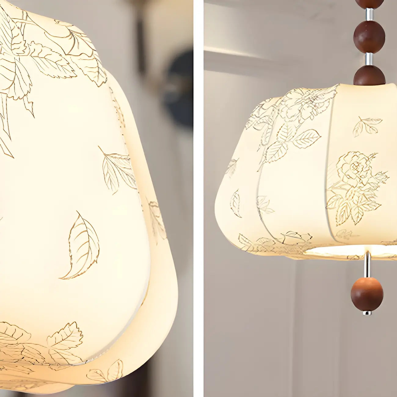 Lustre géométrique élégant en tissu beige à motif floral