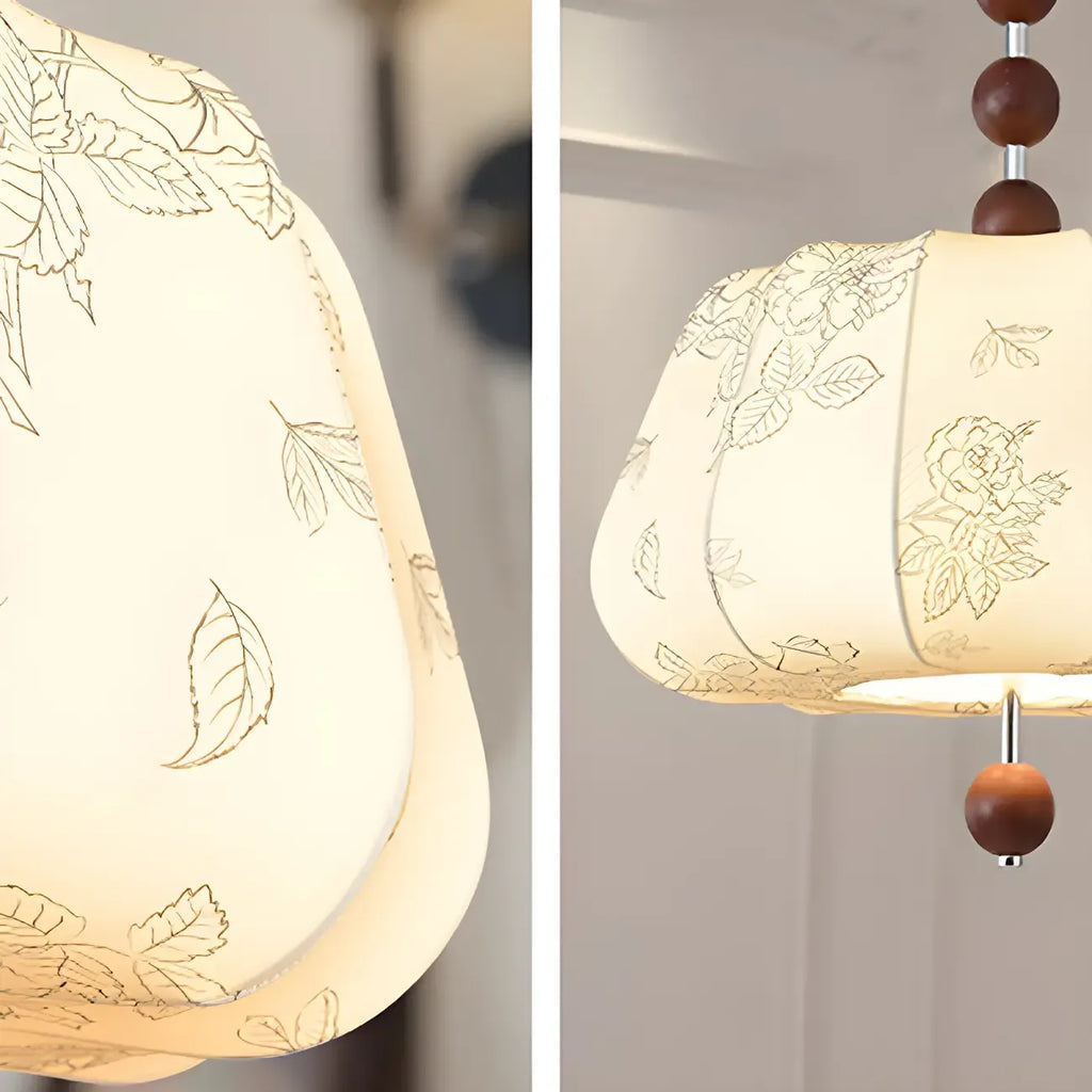 Lustre géométrique élégant en tissu beige à motif floral