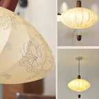 Lustre géométrique élégant en tissu beige à motif floral