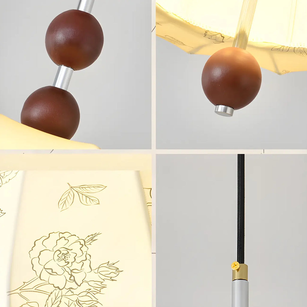 Lustre géométrique élégant en tissu beige à motif floral