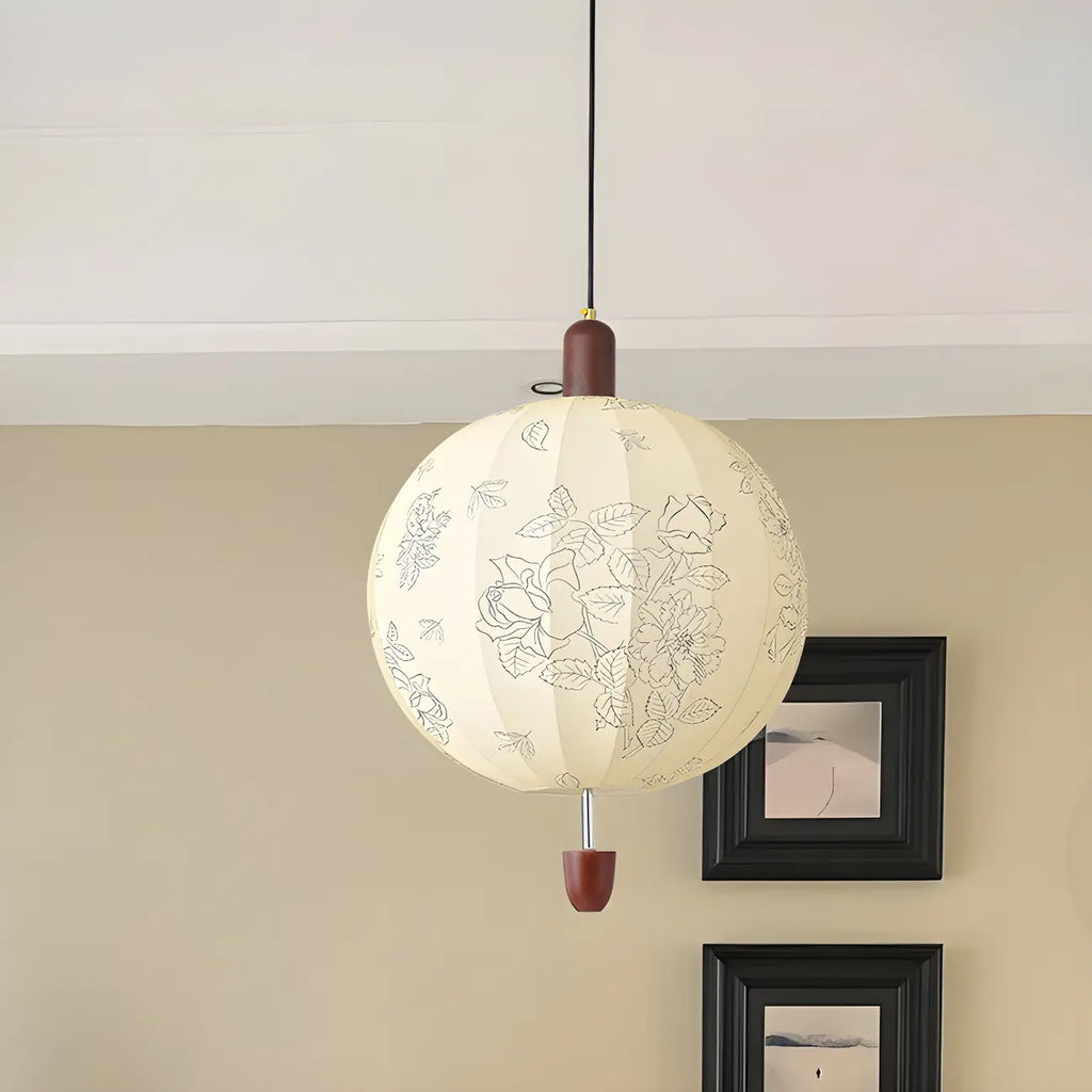 Lustre géométrique élégant en tissu beige à motif floral