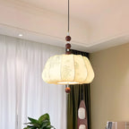 Lustre géométrique élégant en tissu beige à motif floral