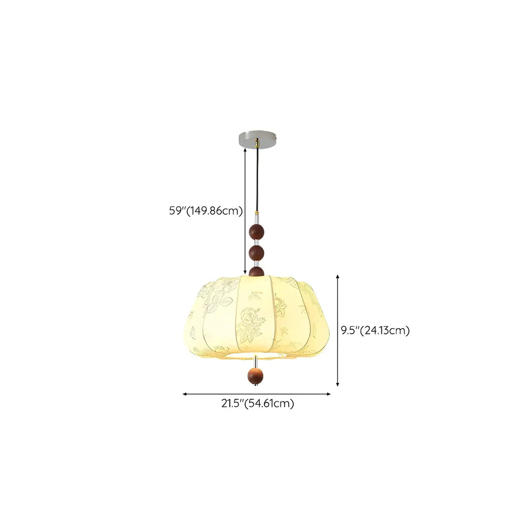 Lustre géométrique élégant en tissu beige à motif floral