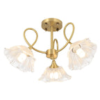 Plafonnier semi-encastré moderne doré en forme de fleur avec 3 lumières