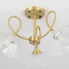 Plafonnier semi-encastré moderne doré en forme de fleur avec 3 lumières