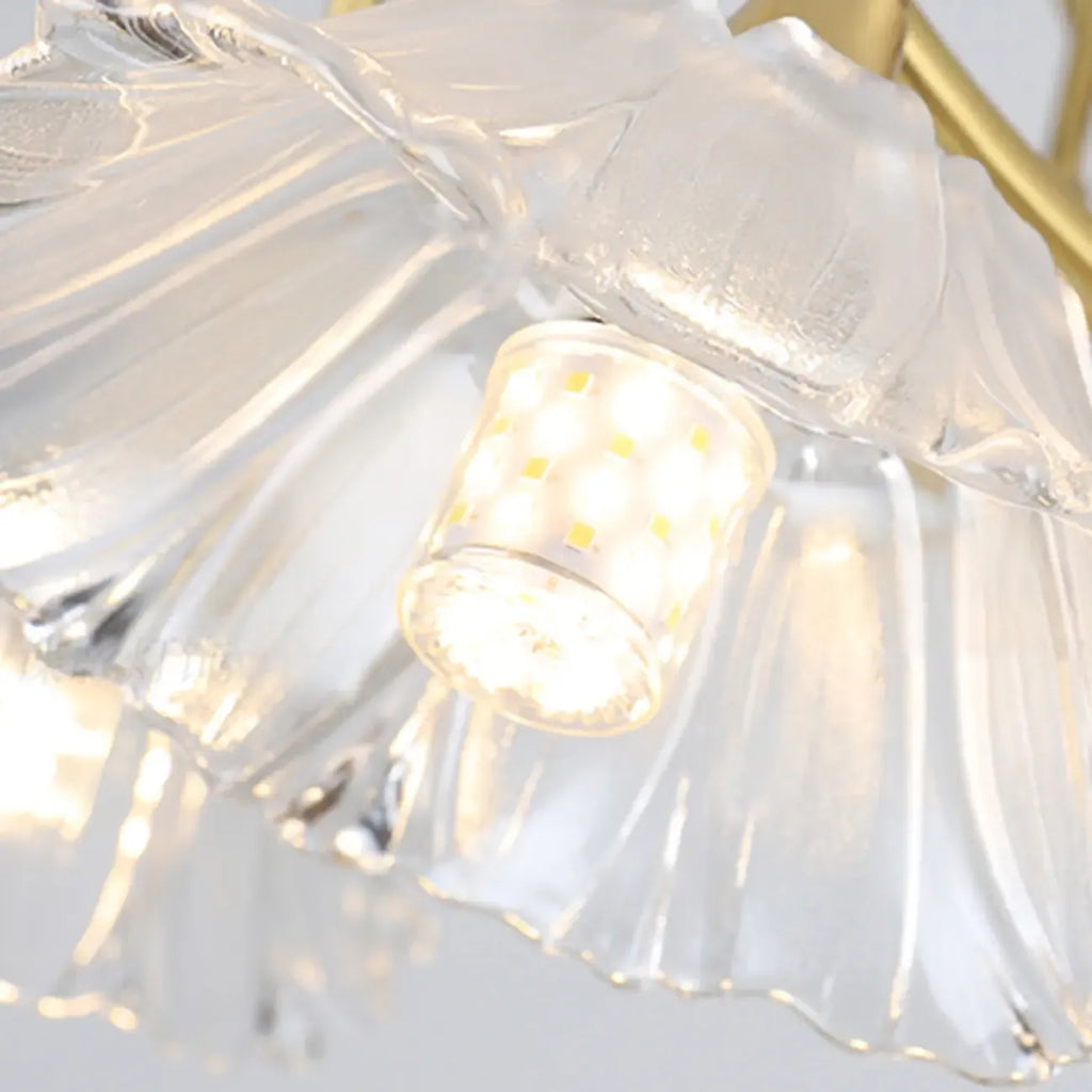 Plafonnier semi-encastré moderne doré en forme de fleur avec 3 lumières