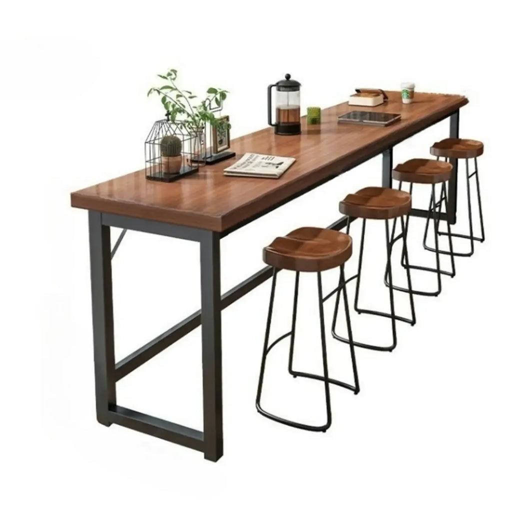 Tables de bar modernes à plateau fixe, structure en bois brun et métal