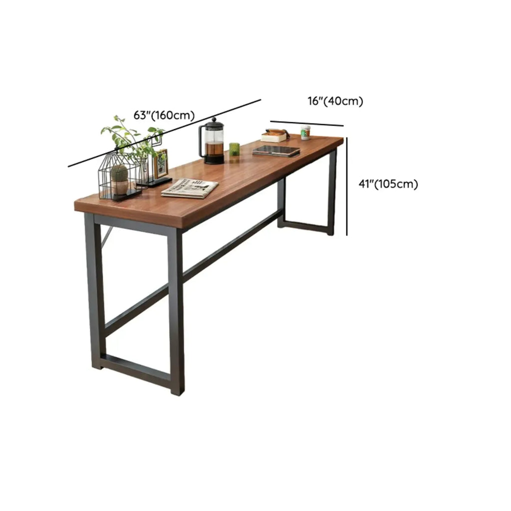 Tables de bar modernes à plateau fixe, structure en bois brun et métal