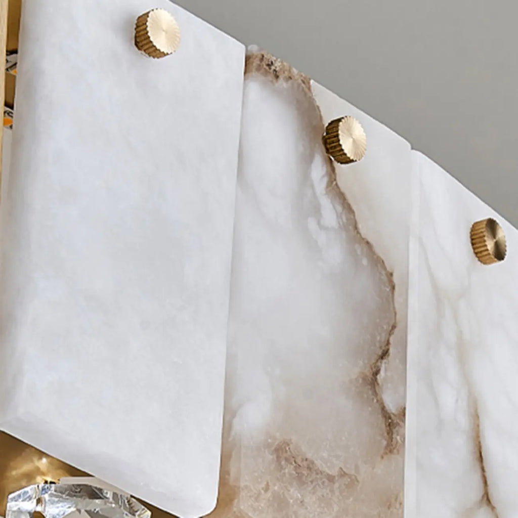 Lampadario moderno a sospensione circolare con anelli in onice, agata e oro