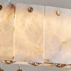 Lampadario moderno a sospensione circolare con anelli in onice, agata e oro