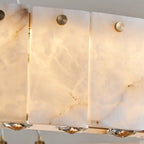 Lampadario moderno a sospensione circolare con anelli in onice, agata e oro