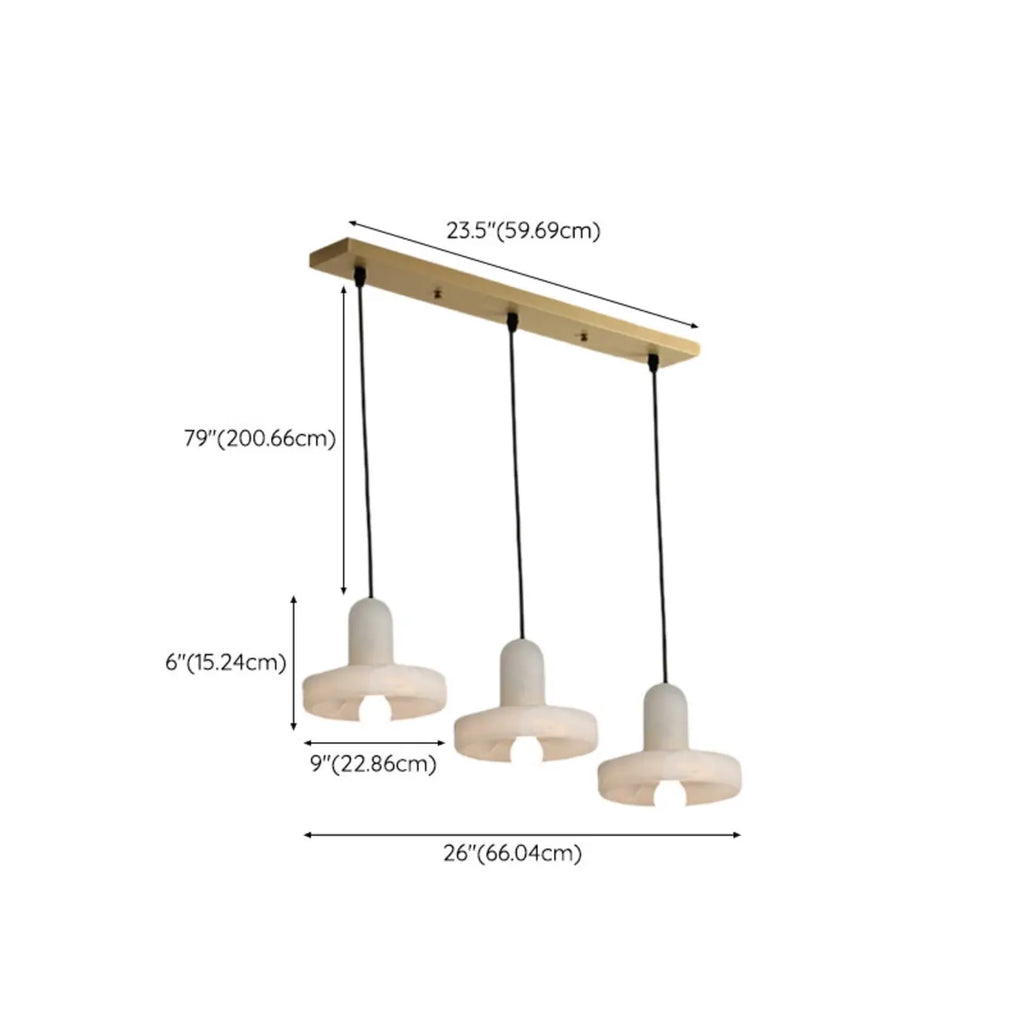 Suspension cylindrique moderne en métal doré pour îlot de cuisine