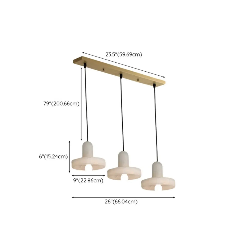 Suspension cylindrique moderne en métal doré pour îlot de cuisine