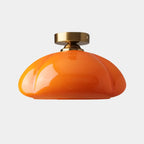 Mini plafonnier semi-encastré minimaliste en verre jaune laiteux avec dôme, style minimaliste