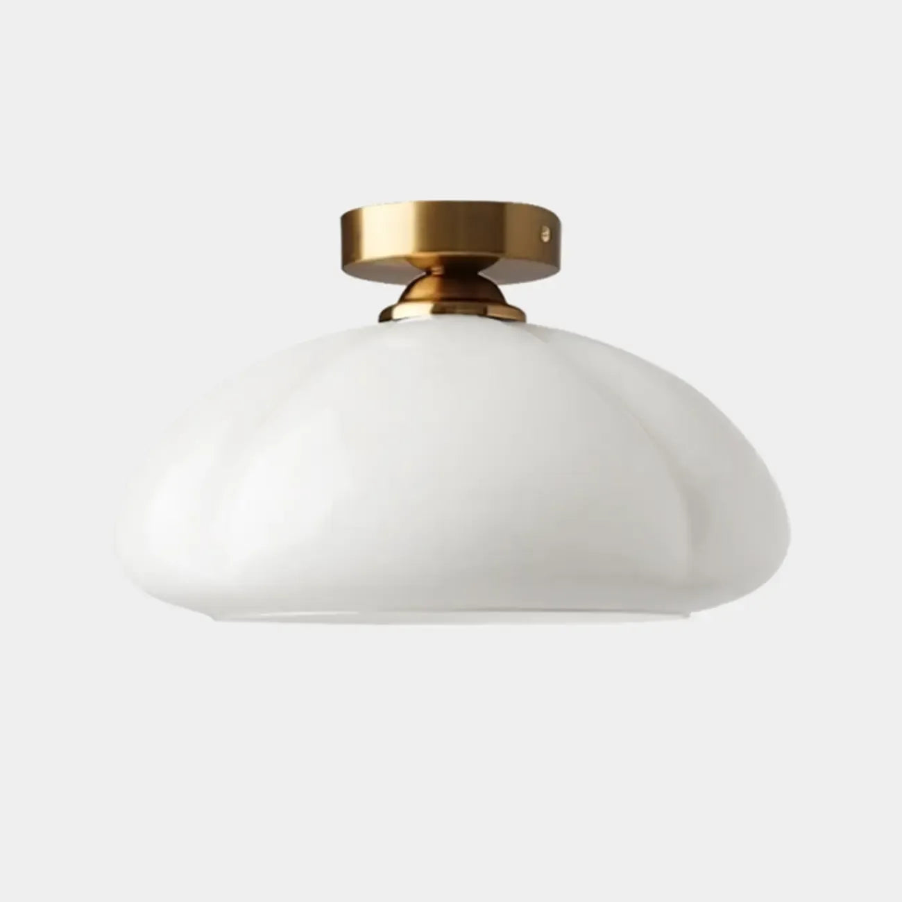 Mini plafonnier semi-encastré minimaliste en verre jaune laiteux avec dôme, style minimaliste