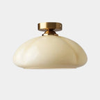 Mini plafonnier semi-encastré minimaliste en verre jaune laiteux avec dôme, style minimaliste