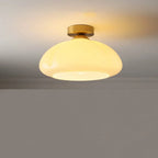 Mini plafonnier semi-encastré minimaliste en verre jaune laiteux avec dôme, style minimaliste