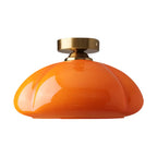 Mini plafonnier semi-encastré minimaliste en verre jaune laiteux avec dôme, style minimaliste