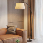 Lampadaire arqué moderne à LED avec abat-jour en tissu pour salon
