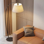 Lampadaire arqué moderne à LED avec abat-jour en tissu pour salon