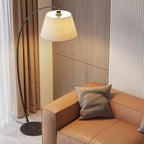 Lampadaire arqué moderne à LED avec abat-jour en tissu pour salon
