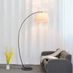 Lampadaire arqué moderne à LED avec abat-jour en tissu pour salon