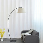 Lampadaire arqué moderne à LED avec abat-jour en tissu pour salon