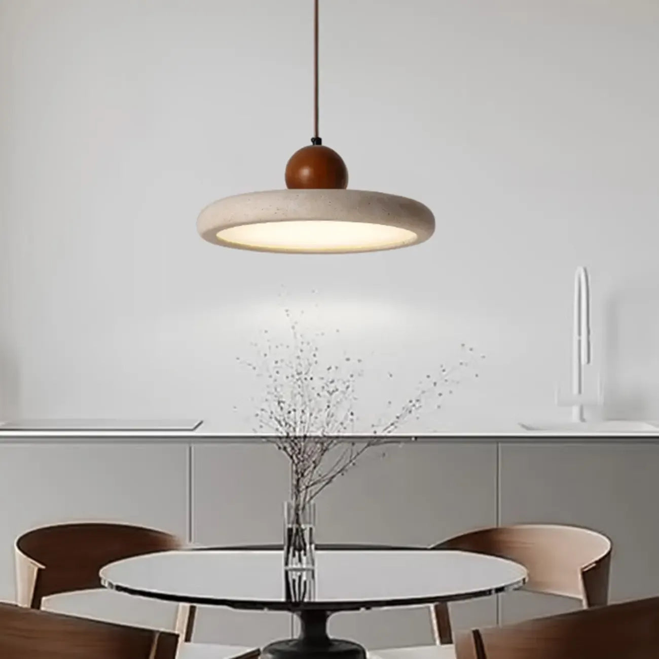 Suspension moderne en pierre beige réglable