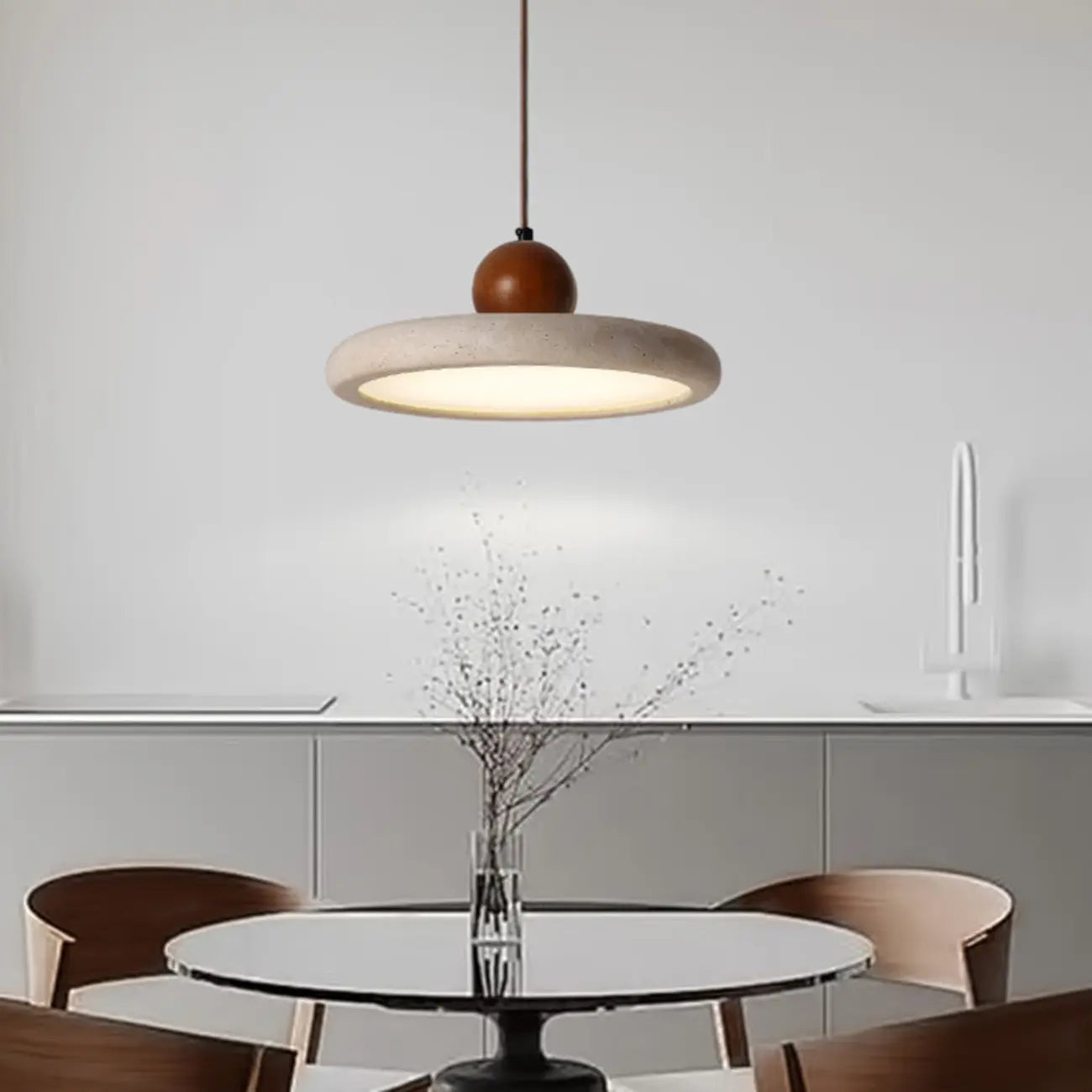 Suspension moderne en pierre beige réglable
