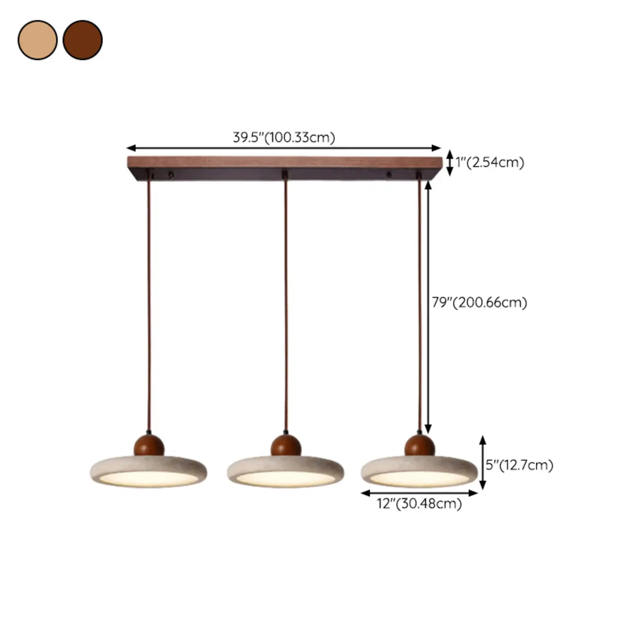 Suspension moderne en pierre beige réglable