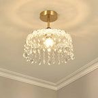 Mini lustre semi-encastré en cristal doré à une lumière