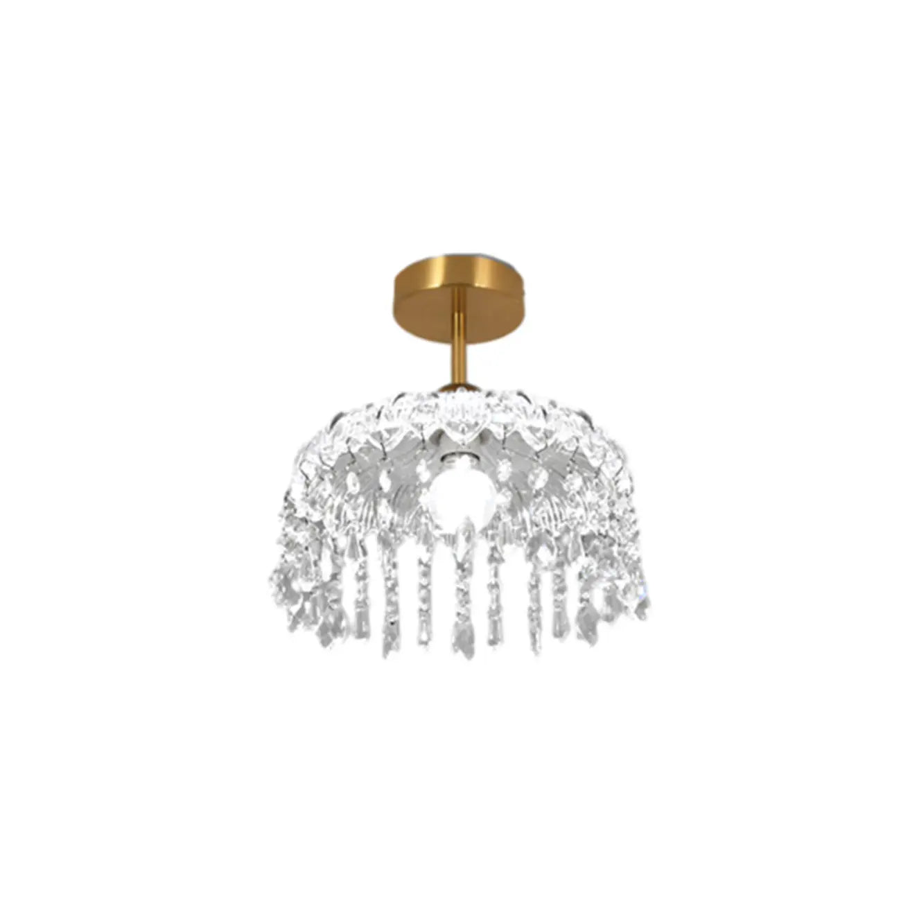 Mini lustre semi-encastré en cristal doré à une lumière