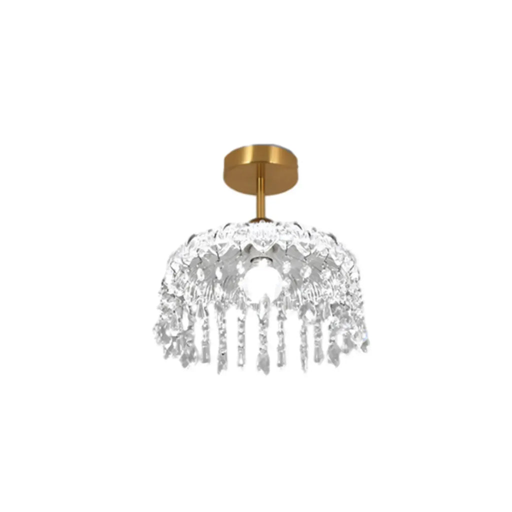 Mini lustre semi-encastré en cristal doré à une lumière