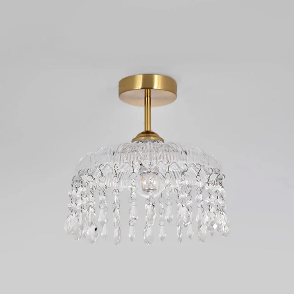 Mini lustre semi-encastré en cristal doré à une lumière