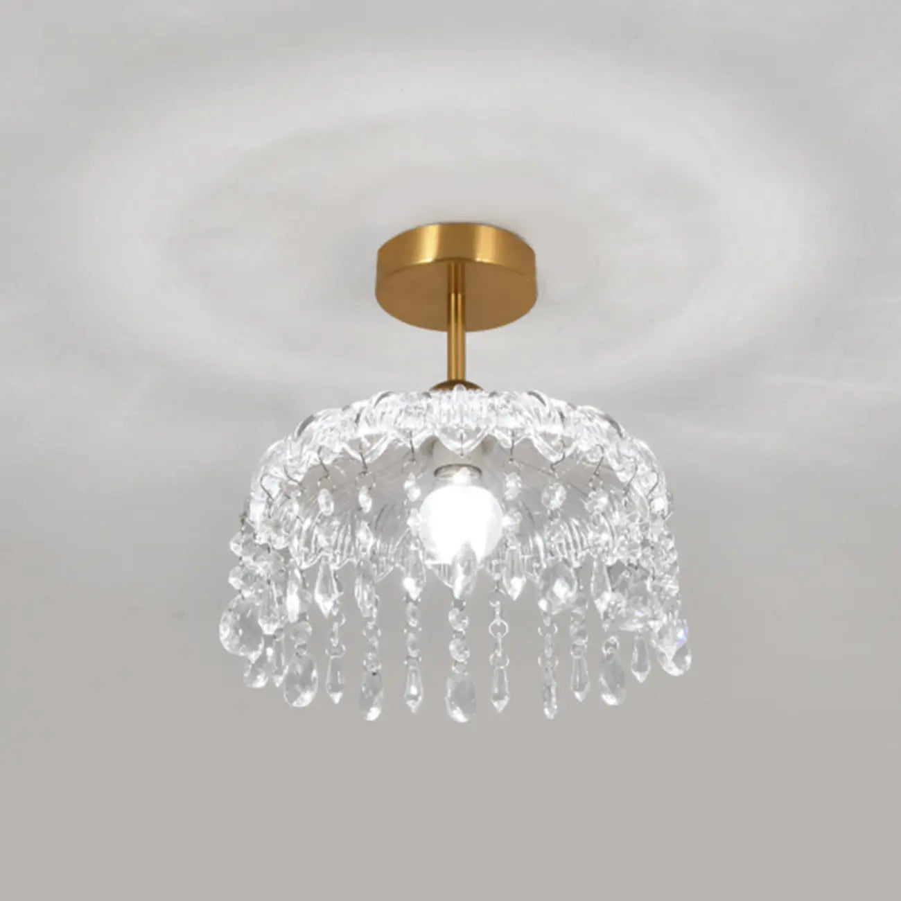 Mini lustre semi-encastré en cristal doré à une lumière